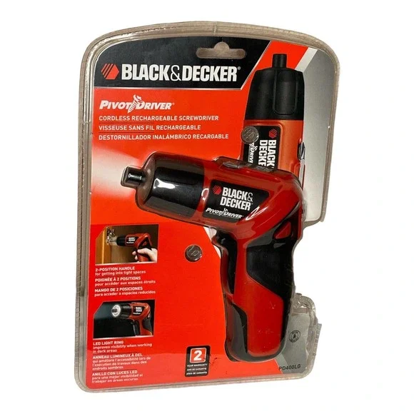 Black&Decker PD400LG Cordless Rechargeable Pivot Driver Screwdriver With  Charger